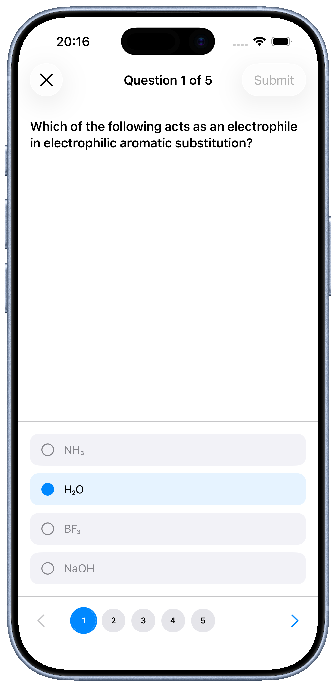 An exam question in the PrepSparrow app